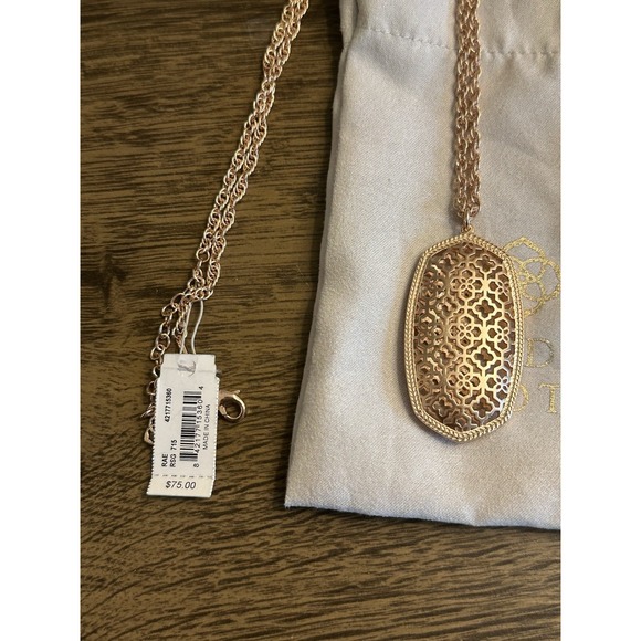 Kendra Scott Rae‎ Filigree Pendant Necklace Rose Gold NEW $75 - Picture 2 of 2